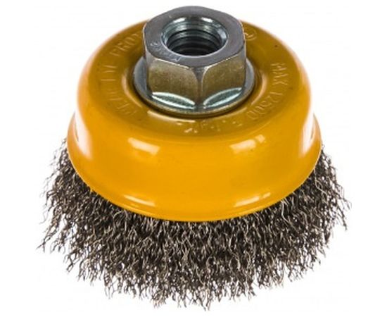 Щетка Чашка (75 мм; М14; витая нержавеющая проволока 0.3 мм) для УШМ DENZEL 746043 – изображение 2