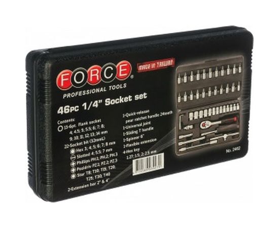 Набор инструмента с 6-ти гранными головками FORCE 1/4 46 предметов 2462 – изображение 2