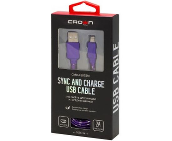 Кабель CROWN USB - microUSB CMCU-3052M violet CM000002116 – изображение 2
