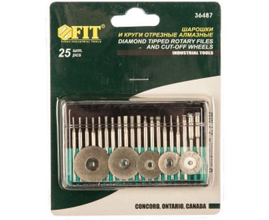 Шарошки и круги отрезные с алмазным напылением 25 шт. FIT 36487 – изображение 2