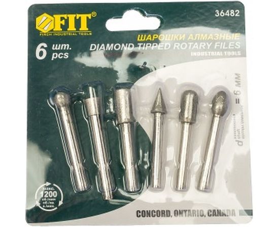 Шарошки&nbsp;с алмазным напылением 6 шт. FIT 36482 – изображение 2