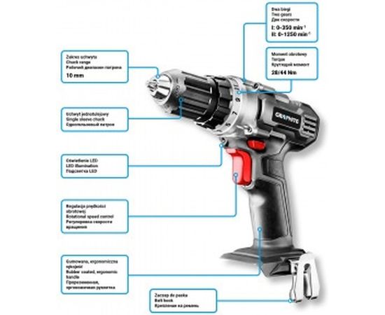 Аккумуляторная дрель-шуруповерт GRAPHITE Energy+ 58g000 – изображение 4