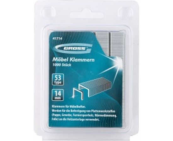 Усиленные скобы для мебельного степлера GROSS 14 мм тип 53 1000 шт GROSS 41714 – изображение 2