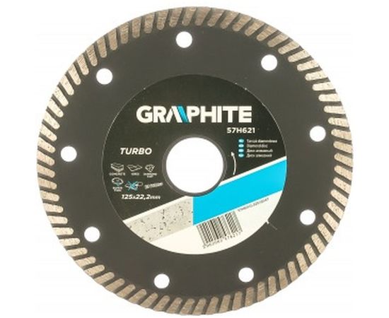 Диск алмазный ультра тонкий 125х22.2 мм turbo GRAPHITE 57H621 – изображение 2