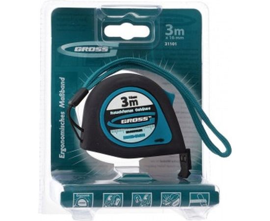 Рулетка 3 м x 16 мм GROSS Ergonomisch 31101 – изображение 2