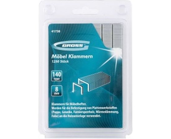 Усиленные скобы для мебельного степлера 8 мм тип 140 1250 шт GROSS 41738 – изображение 2