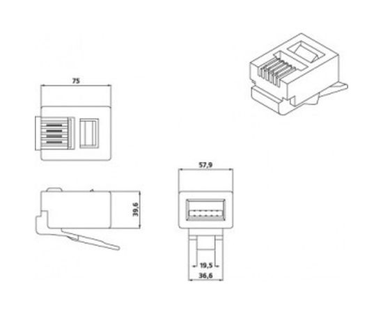Телефонный разъем RJ-12 (6P4C) (3µ"/ 3 микродюйма) 100шт Hyperline PLUG-6P4C-P-C2-100 49379 – изображение 2