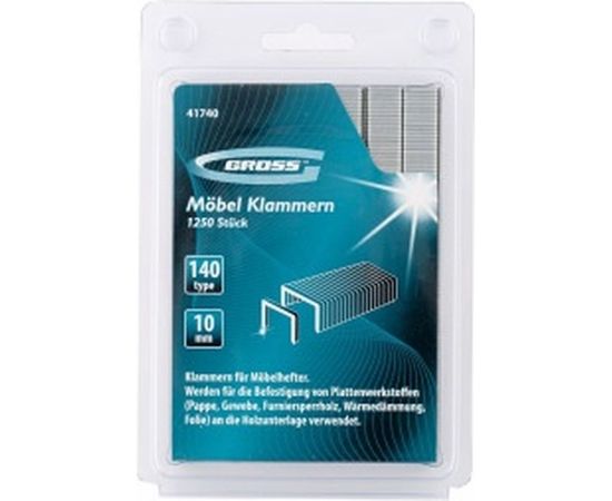 Усиленный скобы для мебельного степлера 10 мм тип 140, 1250 шт GROSS 41740 – изображение 2