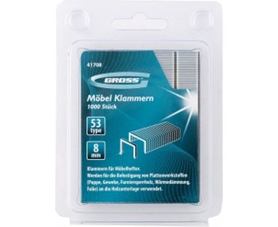 Усиленные скобы для мебельного степлера GROSS 8 мм тип 53 1000 шт 41708 – изображение 2