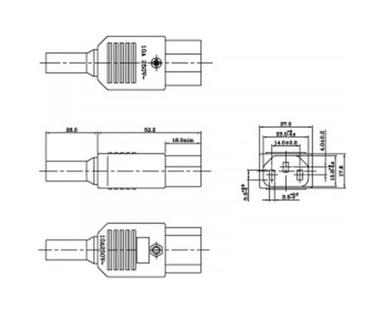 Разъем Hyperline, CON-IEC320C13, IEC 60320 C13, 220В, 10A, на кабель, плоские контакты внутри разъема, прямой, 47865 – изображение 2