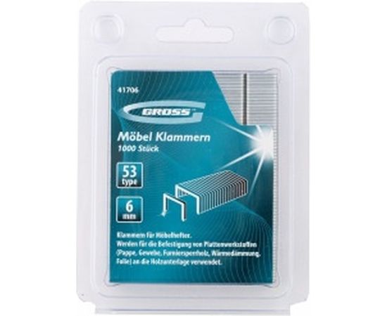 Усиленные скобы для мебельного степлера GROSS 6 мм тип 53 1000 шт 41706 – изображение 2