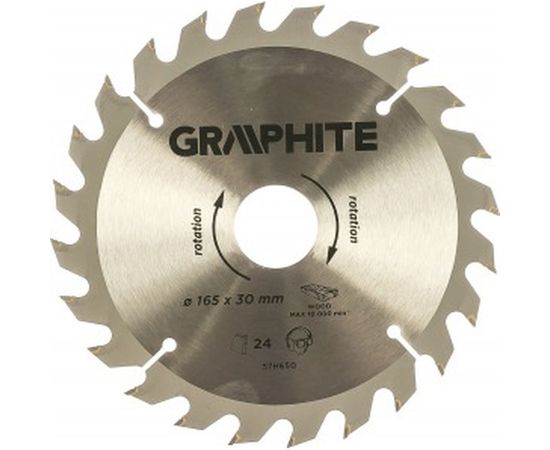 Диск отрезной по дереву (165x30 мм; 24 зуба) GRAPHITE 57H650 – изображение 2