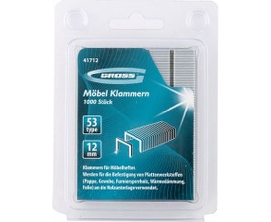Усиленные скобы для мебельного степлера GROSS 12 мм тип 53 1000 шт 41712 – изображение 2