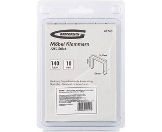Усиленный скобы для мебельного степлера 10 мм тип 140, 1250 шт GROSS 41740 – изображение 3