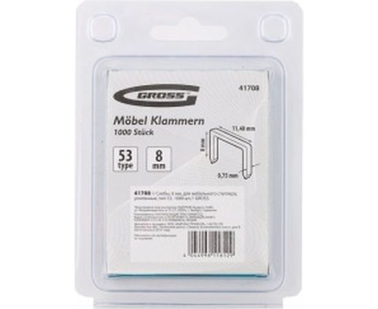 Усиленные скобы для мебельного степлера GROSS 8 мм тип 53 1000 шт 41708 – изображение 3