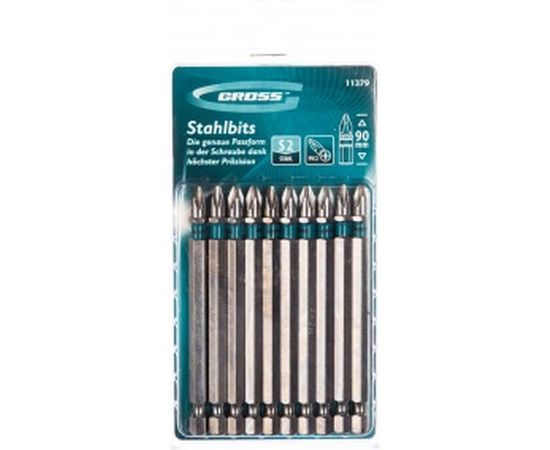 Набор бит РН2х90, сталь S2, 10шт GROSS 11379 – изображение 3