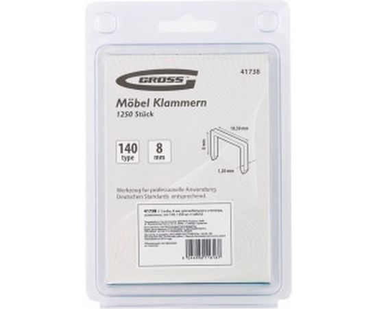 Усиленные скобы для мебельного степлера 8 мм тип 140 1250 шт GROSS 41738 – изображение 3