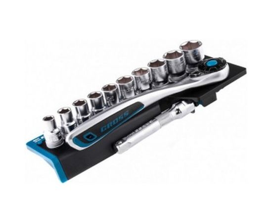 Набор торцевых головок, трещотка 120 зубьев, 12 предметов GROSS 14138 – изображение 3