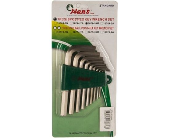 Набор Г-образных шестигранников Hans 1.5-10мм, 9шт. 16764-9M – изображение 3