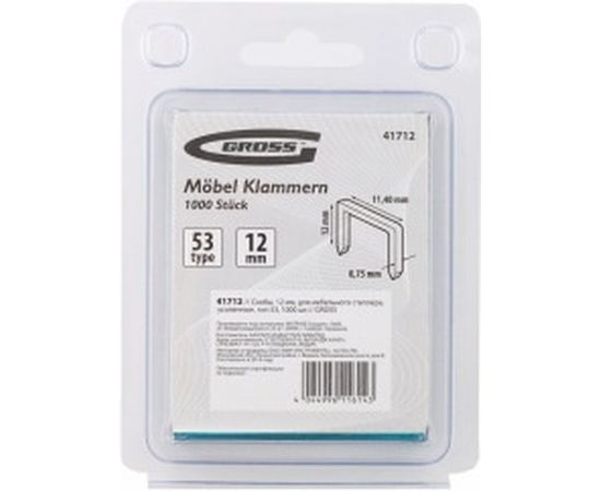 Усиленные скобы для мебельного степлера GROSS 12 мм тип 53 1000 шт 41712 – изображение 3