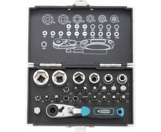 Набор бит и торцевых головок 1/4", магнитный адаптер GROSS 11361 – изображение 3