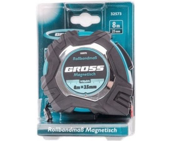 Рулетка Magnetisch, 8 м х 25 мм обрезиненный корпус GROSS 32573 – изображение 4