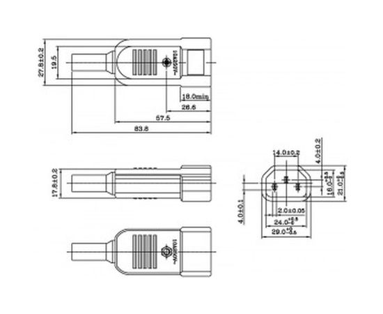 Разъем Hyperline, CON-IEC320C14, IEC 60320 C14, 220В, 10A, на кабель, плоские выступающие штыревые контакты в пластиковом обрамлении, прямой, 47998 – изображение 2