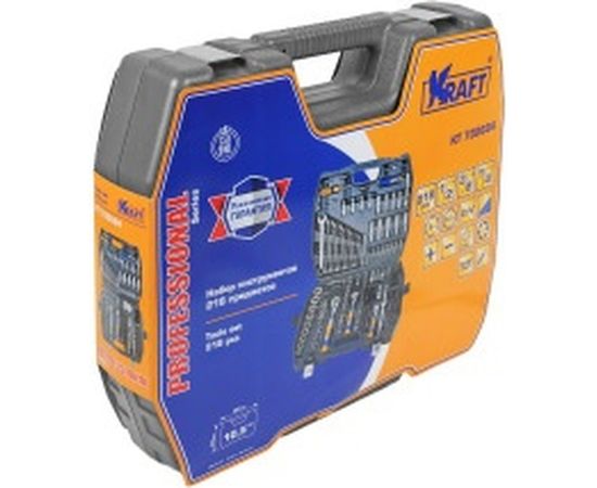 Набор инструмента 1/2 Dr 3/8 Dr и 1/4 Dr 218 предметов KRAFT KT 700684 – изображение 2