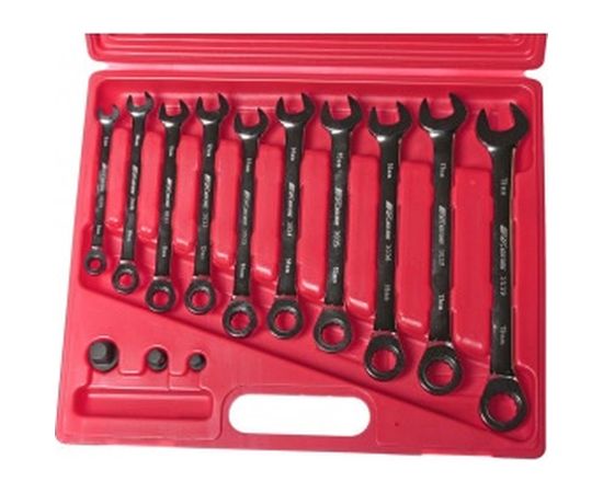 Набор комбинированных трещоточных ключей JTC 8-19 мм 13 предметов 1/10-3028 – изображение 2