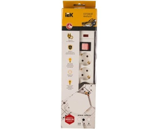 Сетевой фильтр с выключателем IEK СФ-05 5 розеток с заземлением шнур 3м WFP10-16-05-03-N 3036810 – изображение 3