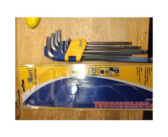 Набор торцевых шестигранных Г-образных ключей с шаром, длинных 9шт KRAFT KT 700562 – изображение 4