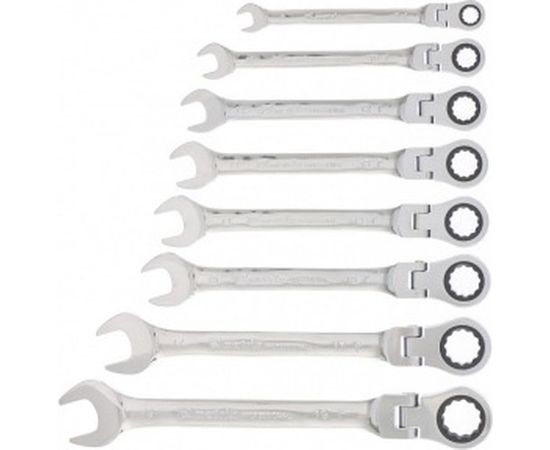 Набор комбинированных трещоточных шарнирных ключей MATRIX 8шт 14898 – изображение 2