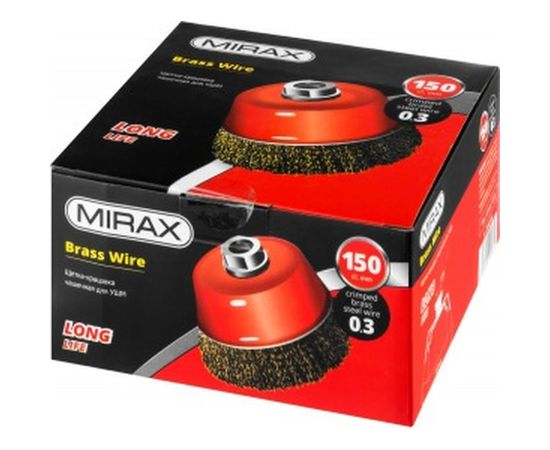 Щетка чашечная для УШМ (латунированная проволока 0,3 мм, 150 мм) MIRAX 35142-150 – изображение 2