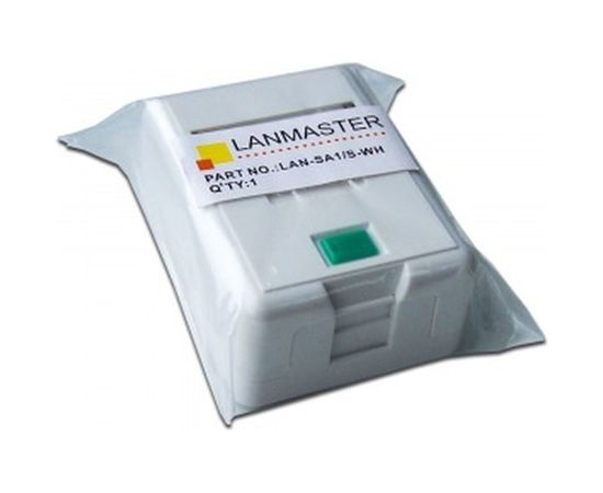 Настенная коробка LANMASTER на 1 порт keystone, с защитными шторками, белая LAN-SA1/S-WH – изображение 2