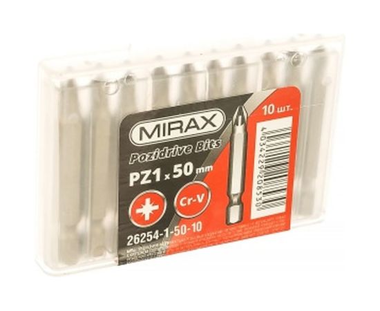 Биты PZ№1, тип хвостовика E 1/4", длина 50 мм, 10 шт MIRAX 26254-1-50-10 – изображение 2