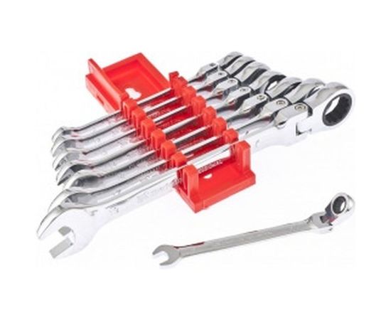 Набор комбинированных трещоточных шарнирных ключей MATRIX 8шт 14898 – изображение 3