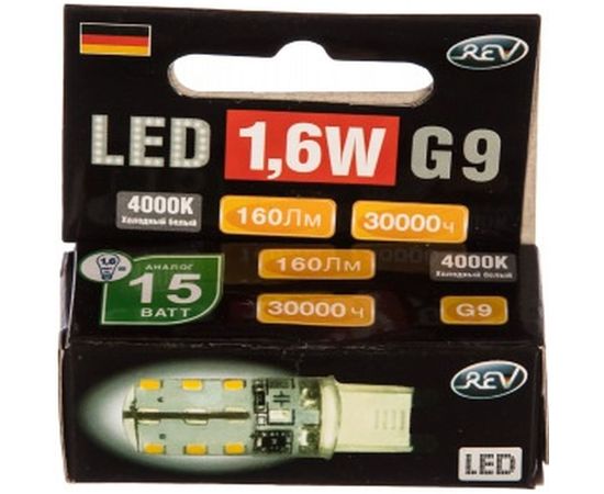 Светодиодная лампа REV JCD G9, 1,6W 4000K, 220V 32440 9 – изображение 2