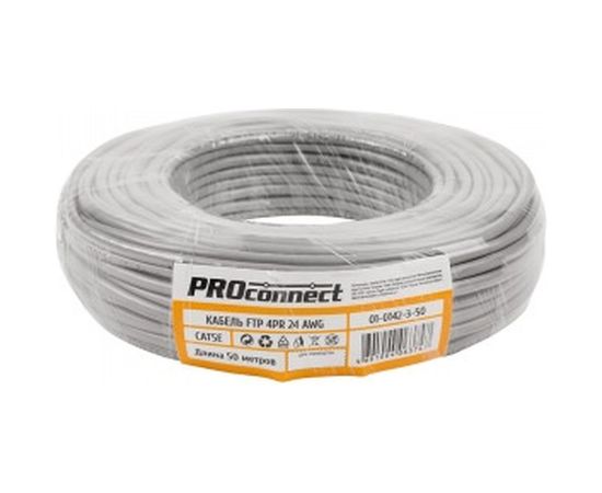 Кабель PROconnect FTP 4PR 24AWG, CCA, CAT5e, PVC, серый, бухта 50 м 01-0142-3-50 – изображение 3