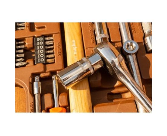 Универсальный набор инструмента 1/2"DR и 1/4"DR с 12-гранными головками 1/2"DR, 77 шт OMBRA OMT77S12 – изображение 3