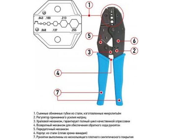 Кримпер для обжима F и BNC разъёмов RG-59, RG-58, RG-62, RG-174, F.O. REXANT ht-301 G 12-3213 – изображение 3