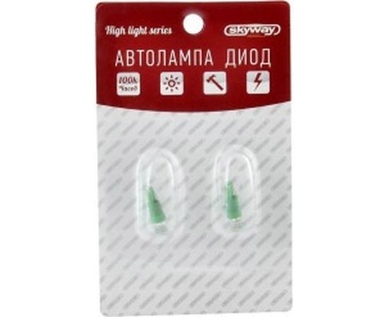 Автолампа диод SKYWAY T5, 12V, 1LED, блистер без цоколя, 1-контактная, Зеленая, Панель 2 шт S08201216 – изображение 2