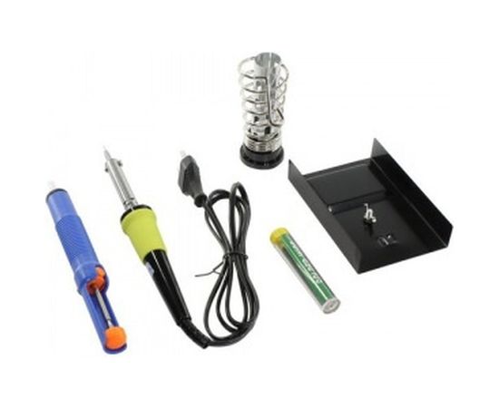Набор для пайки: паяльник 30Вт, оловоотсос, подставка, припой REXANT ZD-303 12-0163 – изображение 2