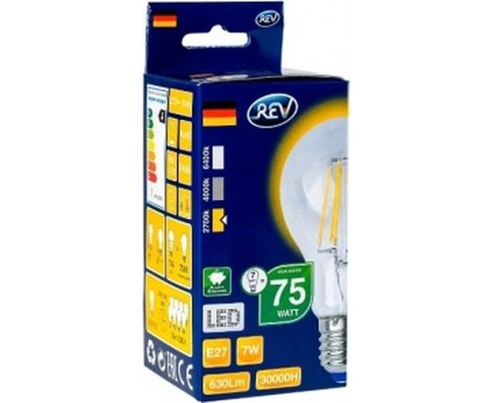 Светодиодная лампа LED A60 E27 7W 540Лм, 2700K, теплый свет REV PREMIUM FILAMENT 32353 2 – изображение 2