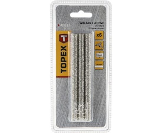 Стержни клеевые (6 шт; 8x100 мм; серебряные с блестками) TOPEX 42E182 – изображение 2