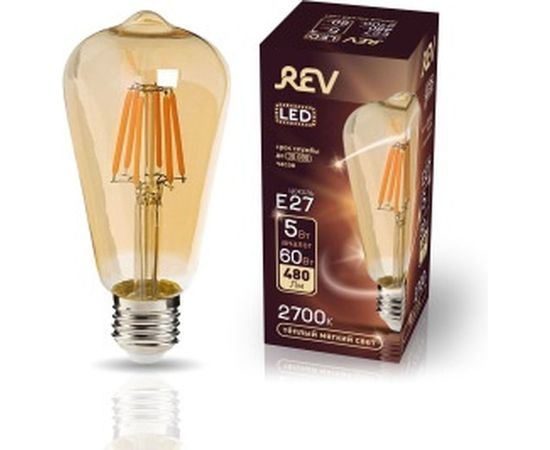 Светодиодная лампа REV VINTAGE Filament ST64, E27, 5W, 2700K, DECO Premium, 32435 5 – изображение 2