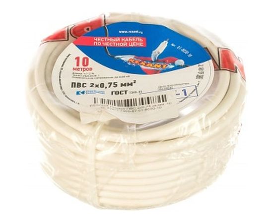Провод REXANT ПВС 2x0,75 кв.мм, 10 м, ГОСТ 7399-97 01-8030-10 – изображение 2