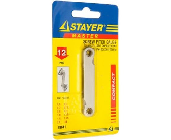 Шаблон для определения шага метрической резьбы STAYER PROFI 0,5-1,75 мм 28041 – изображение 2