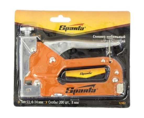 Мебельный регулируемый степлер со скобами 200 шт, тип скобы 53, 6-14 мм SPARTA 42002 – изображение 2