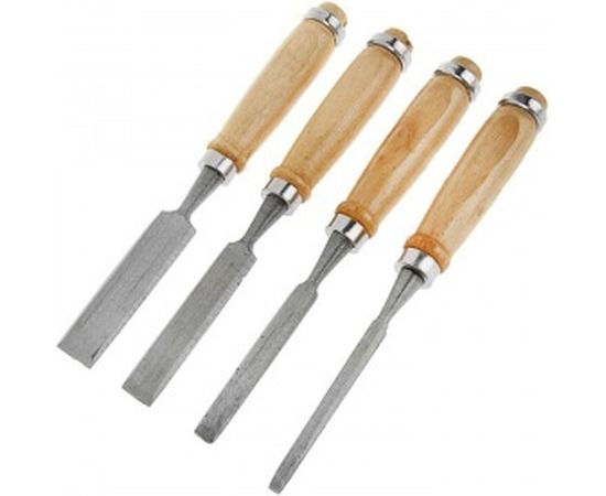 Набор долот-стамесок SPARTA 6-12-18-24 мм, плоские, деревянные ручки 242405 – изображение 2