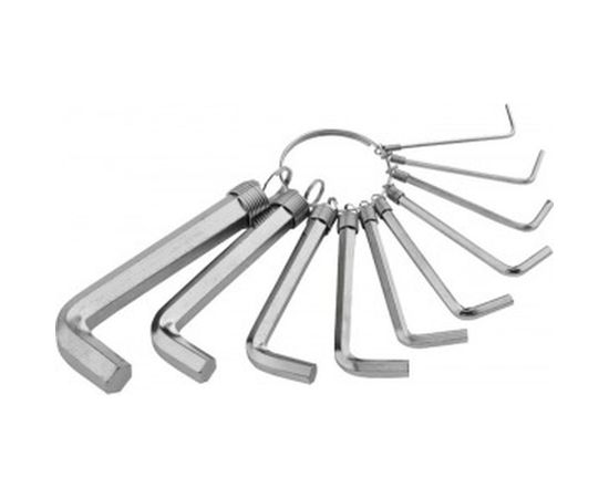 Набор имбусовых ключей HEX,1,5–10 мм, CrV, 10шт., никелированный, на кольце SPARTA 112685 – изображение 2